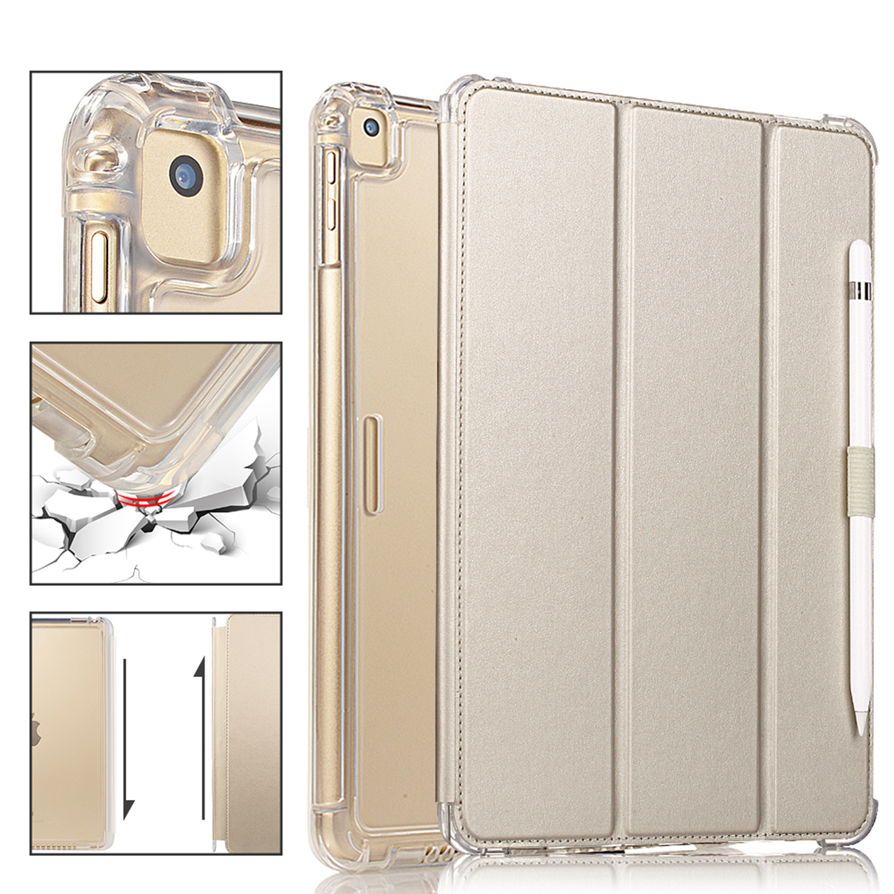 iPad 10.2” 2021/2020/2019Case -Shockproof Cover with Clear Transparent Back Shell